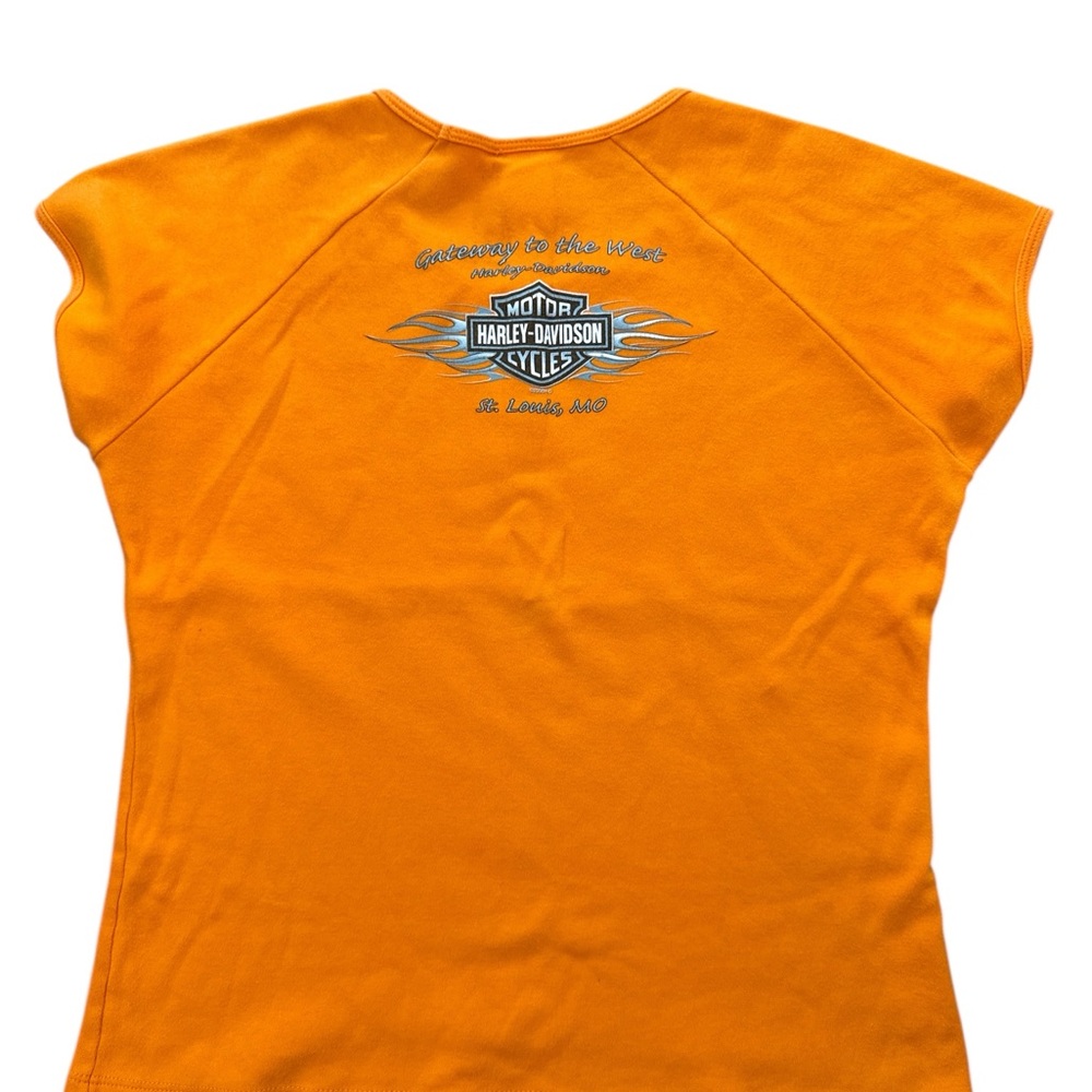 Vintage Harley Davidson Women’s Orange Top/Shirt‎ Size L USA Made Stl Mo Harley - Picture 6 of 8